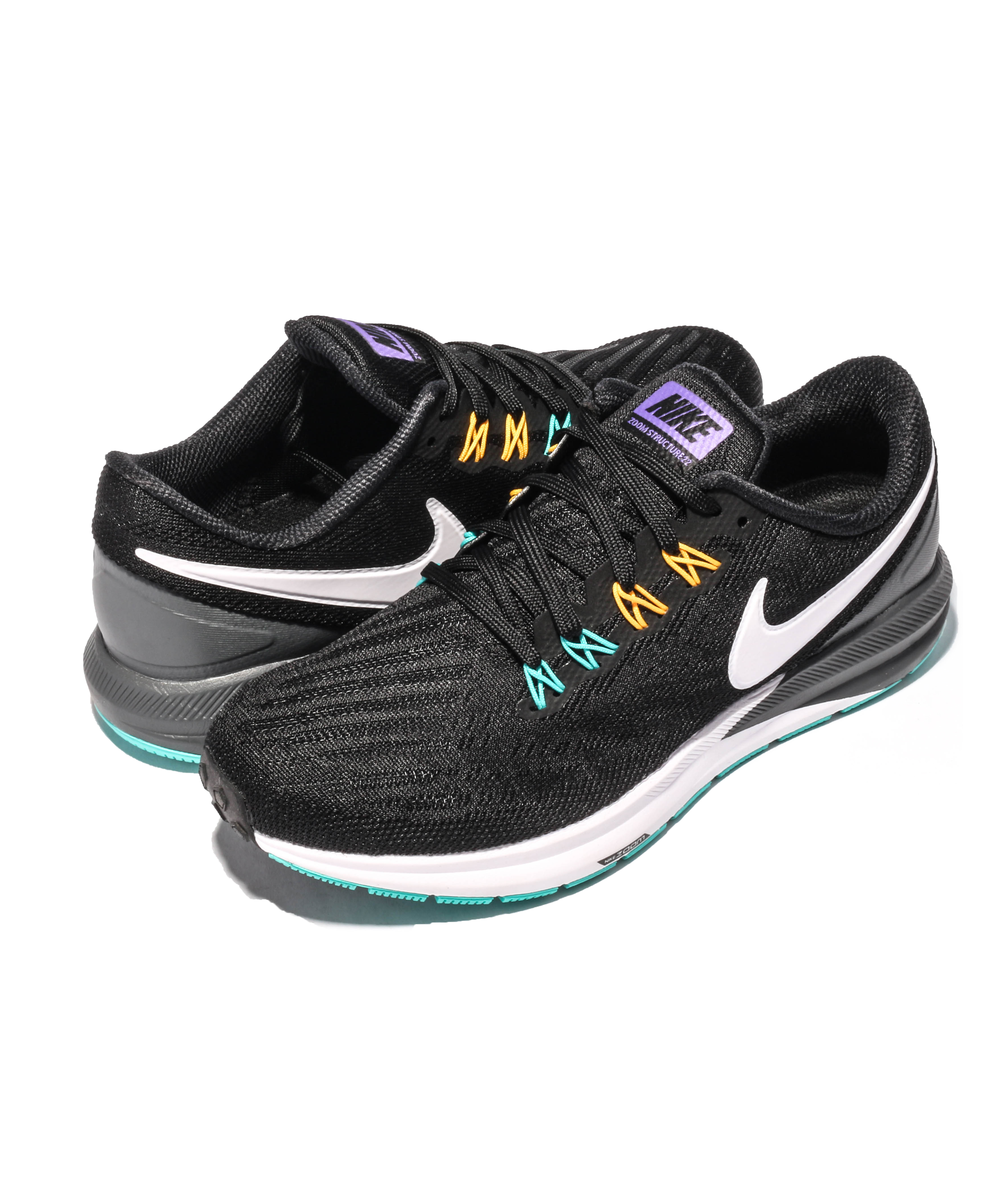 Nike Air Zoom Structure 22 Black Yellow Jade Shoes - Click Image to Close